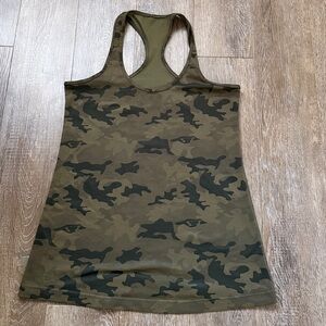 lululemon Cool Racerback Tank Original style size 12 Camouflage mGreen and Brown